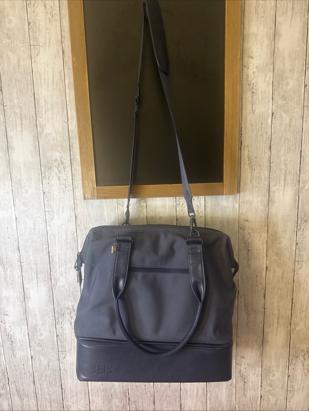 BÉIS The Weekender Bag Blue Travel Carry On Overnight Duffel W/ Shoulder Strap - Picture 2 of 11